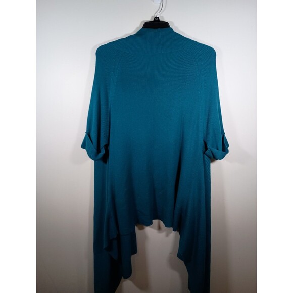 Faith & Zoe Acrylic Cotton Cardigan Teal Blue Long Drape Open Front Plus Size 1X - Picture 7 of 7
